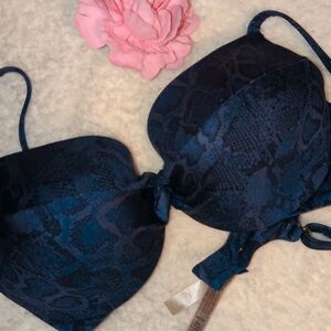 Victoria's Secret Blue Snake Print Bikini Top